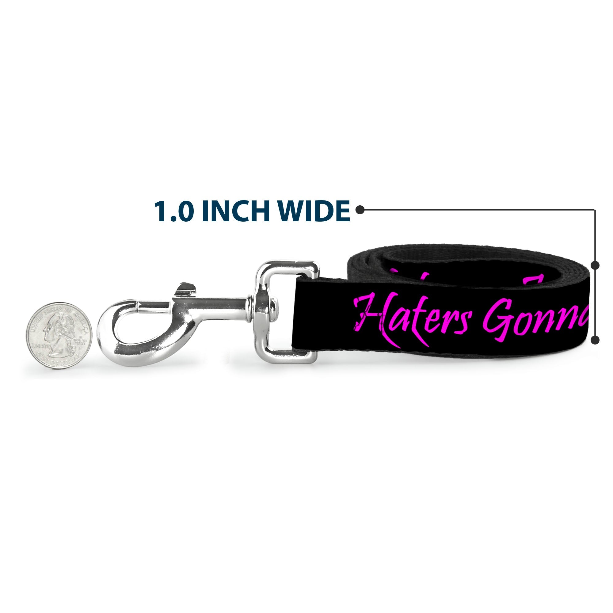 Dog Leash - Haters Gonna Hate w/Gem Black/Fuchsia