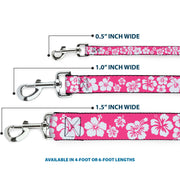 Dog Leash - Hibiscus Neon Pink/White