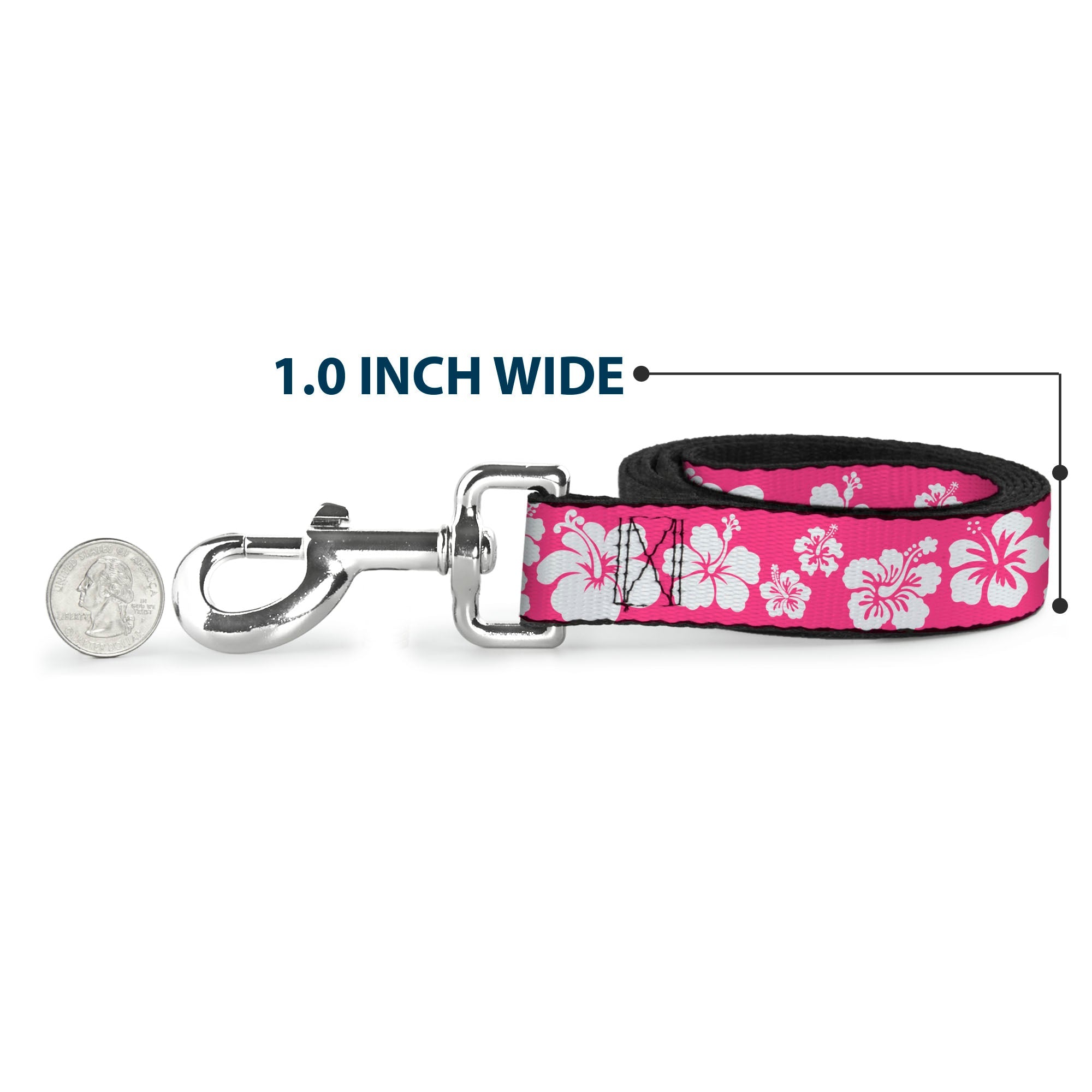 Dog Leash - Hibiscus Neon Pink/White