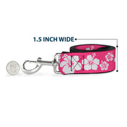 Dog Leash - Hibiscus Neon Pink/White