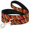 Load image into Gallery viewer, Dog Leash - Hot Dogs/Buffalo Plaid Black/Red
