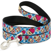 Dog Leash - Happy Cupcakes Buffalo Plaid White/Blue