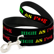Buckle-Down Dog Leash - HIGH AS F**K Black/Green/Yellow/Red