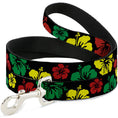 Load image into Gallery viewer, Dog Leash - Hibiscus CLOSE-UP Black/Green/Yellow/Red
