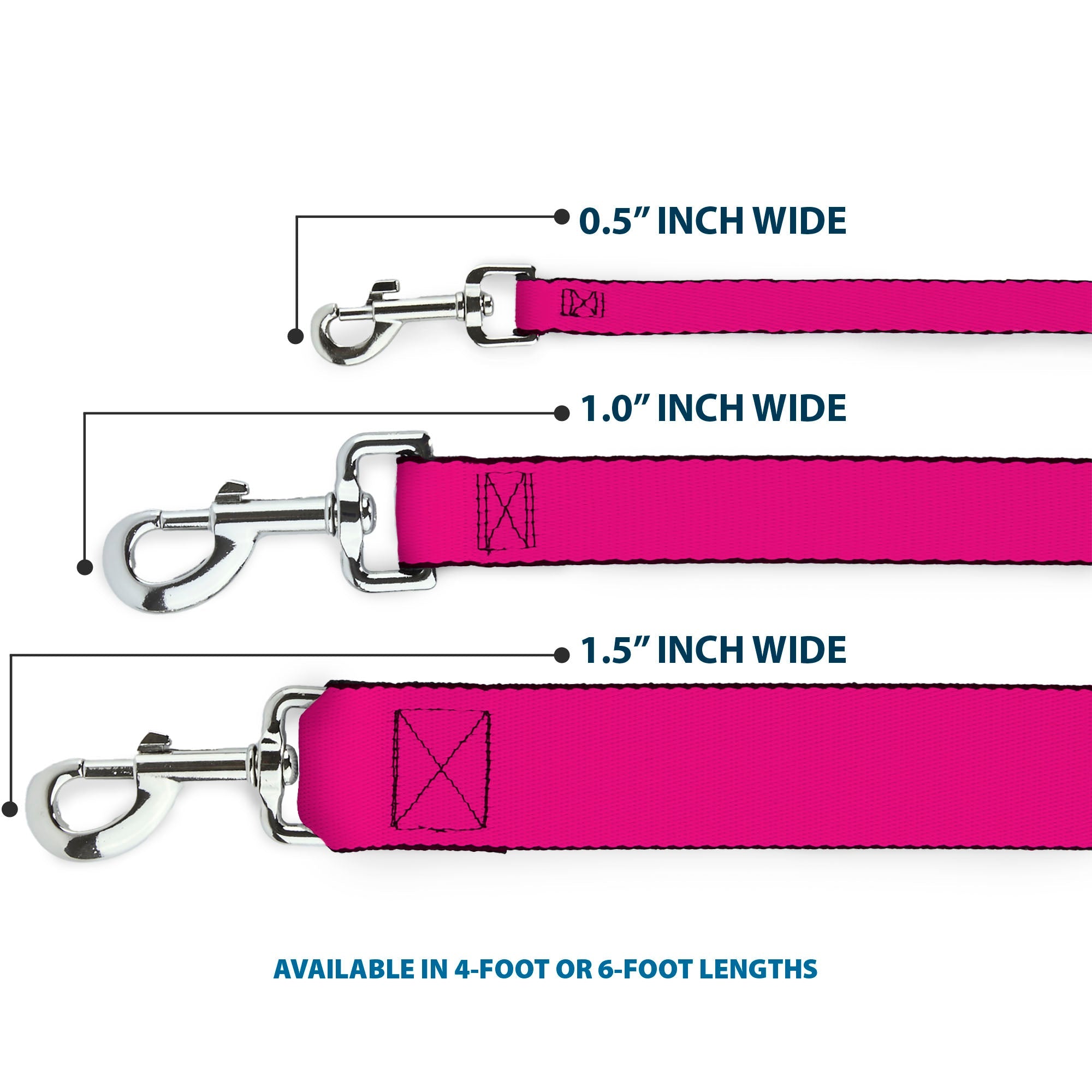 Buckle-Down Dog Leash - Hot Pink PMS 219 Print