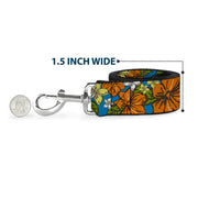 Dog Leash - Hibiscus Collage Blue/Orange/Yellow