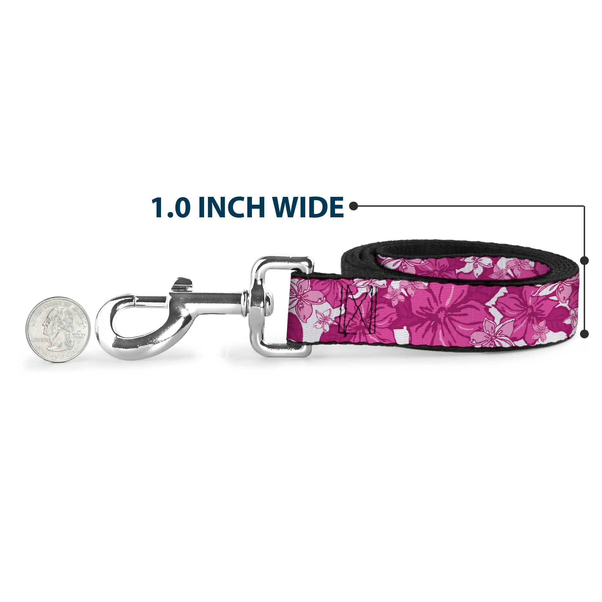 Dog Leash - Hibiscus Collage White/Pinks