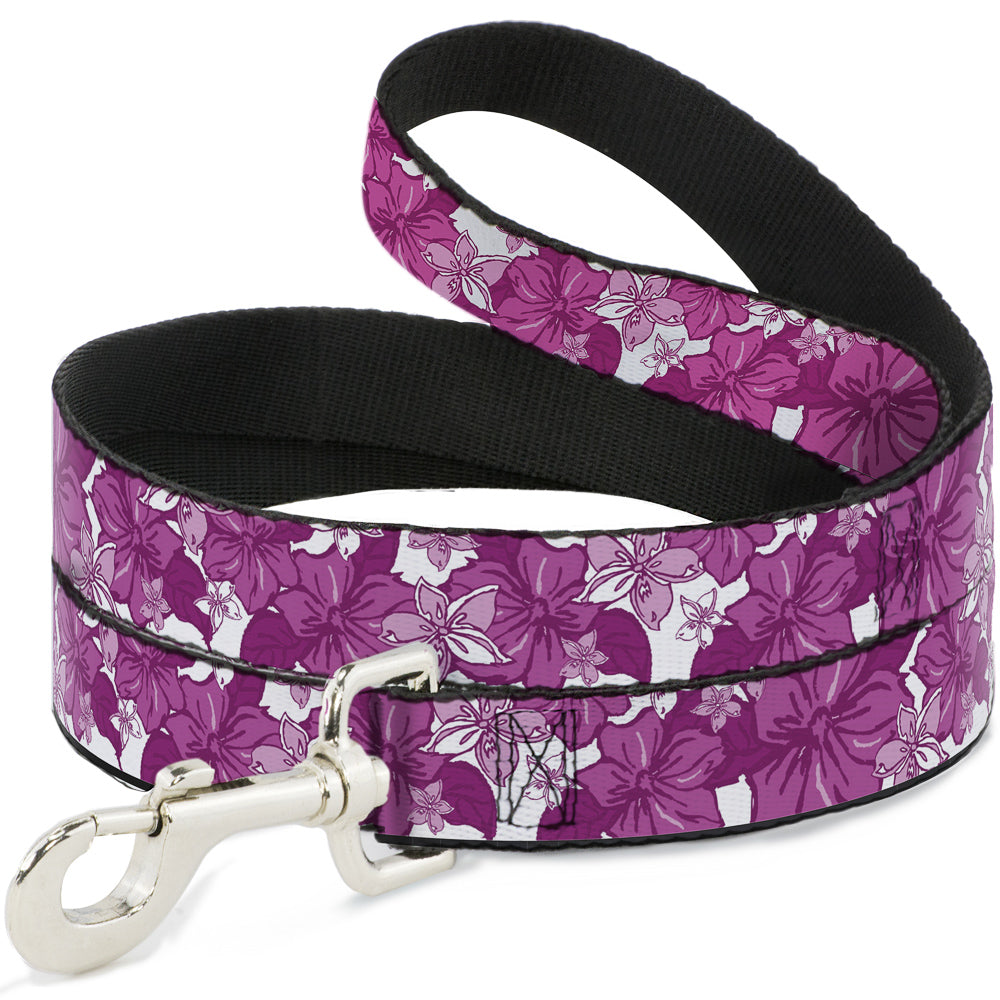 Dog Leash - Hibiscus Collage White/Pinks