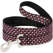 Dog Leash - Houndstooth Navy/Orange/White