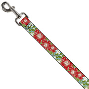 Dog Leash - Hibiscus & Plumerias Turquoise/Green/Red/White