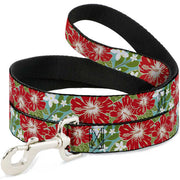 Dog Leash - Hibiscus & Plumerias Turquoise/Green/Red/White