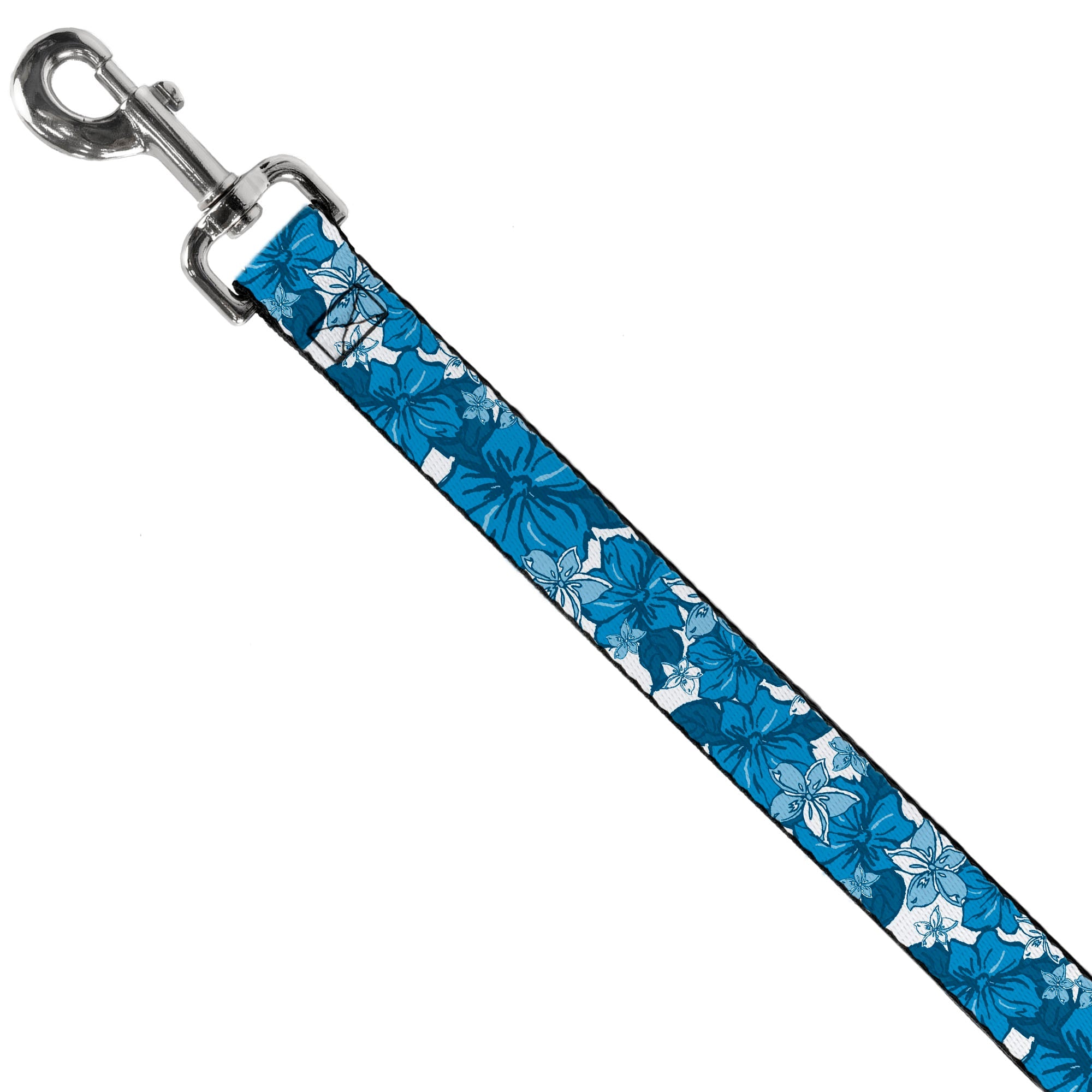 Dog Leash - Hibiscus Collage White/Blues