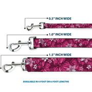 Dog Leash - Hibiscus Collage Pink Shades