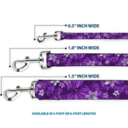 Dog Leash - Hibiscus Collage Purple Shades