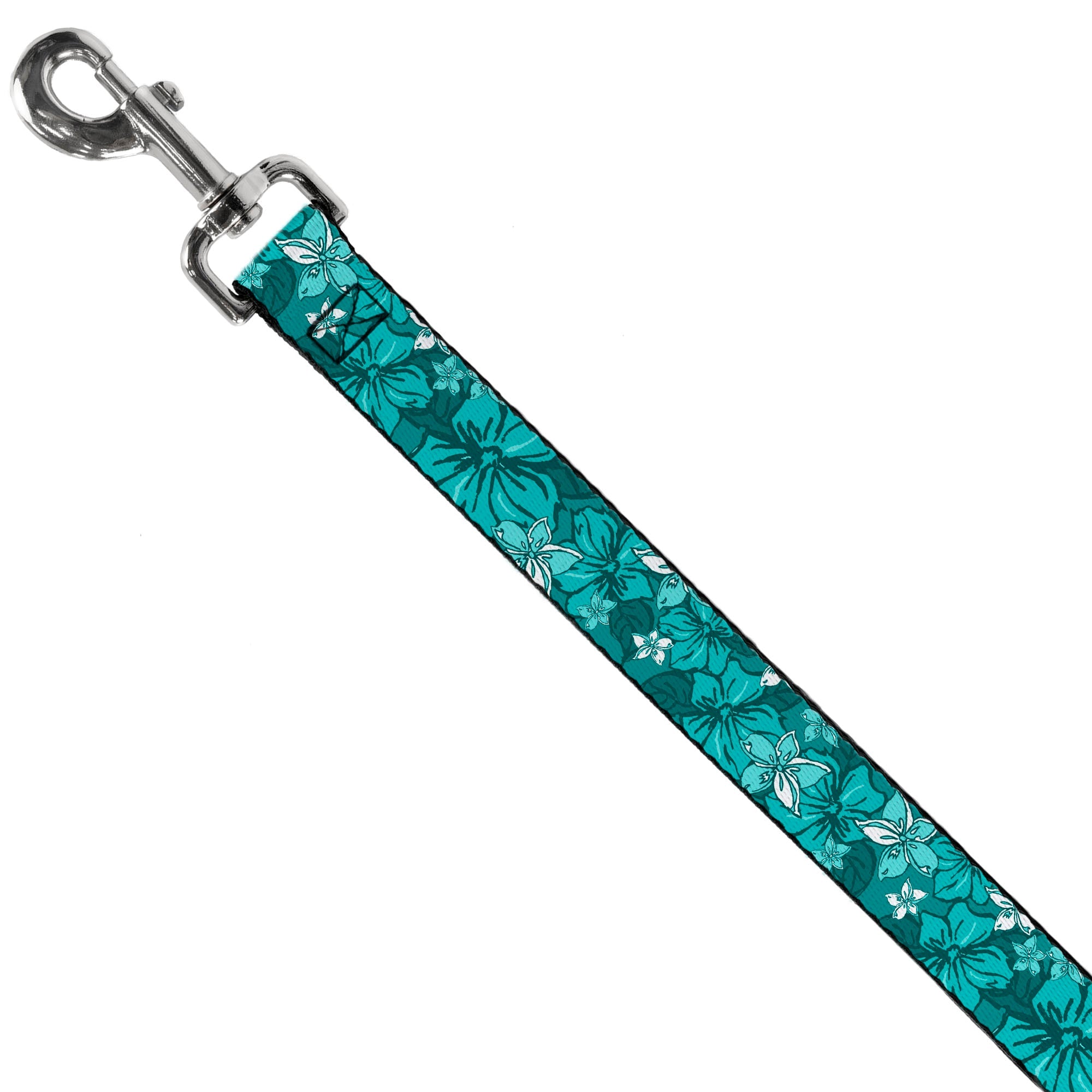 Dog Leash - Hibiscus Collage Turquoise Shades