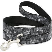 Dog Leash - Hibiscus Collage Gray Shades