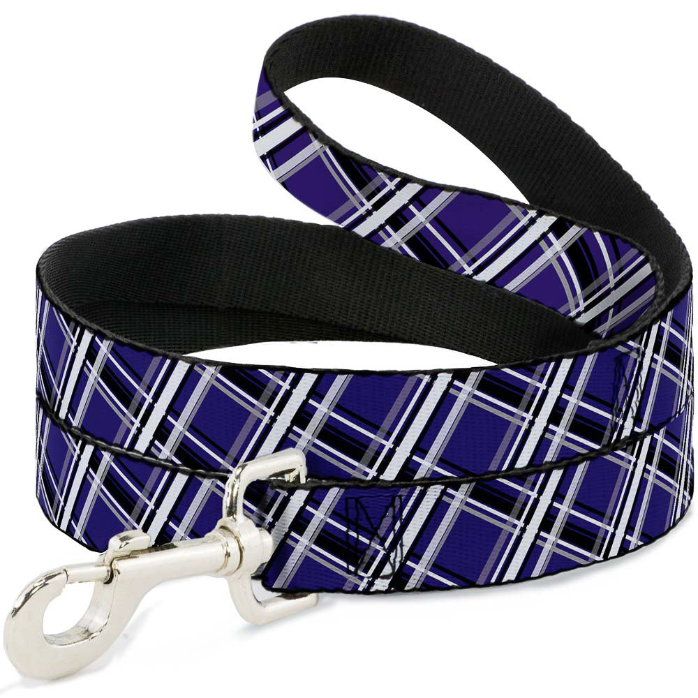 Dog Leash - Houndstooth Gray/Purple/White
