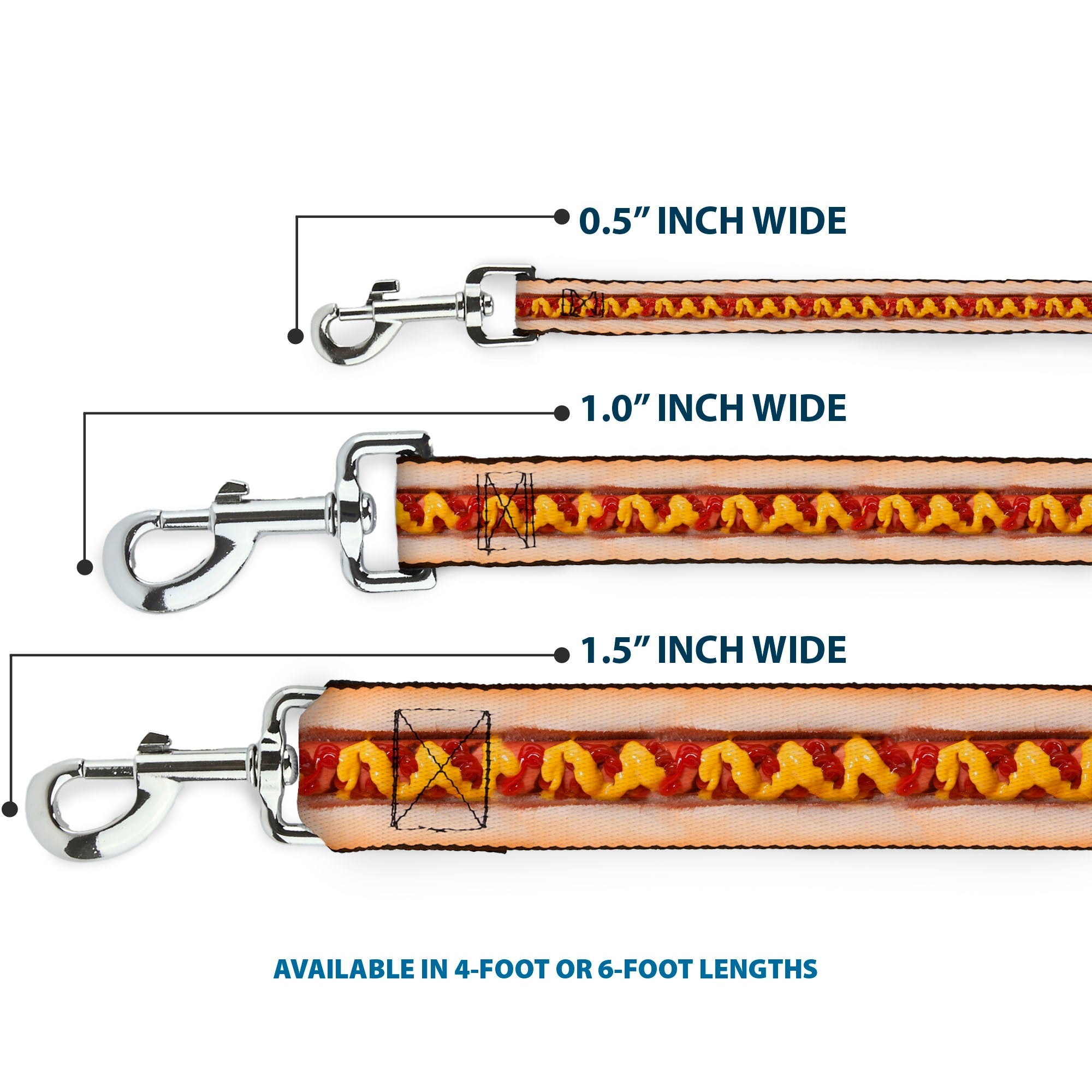Dog Leash - Hot Dog w/Mustard & Ketchup Vivid