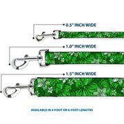 Dog Leash - Hibiscus Collage Green Shades
