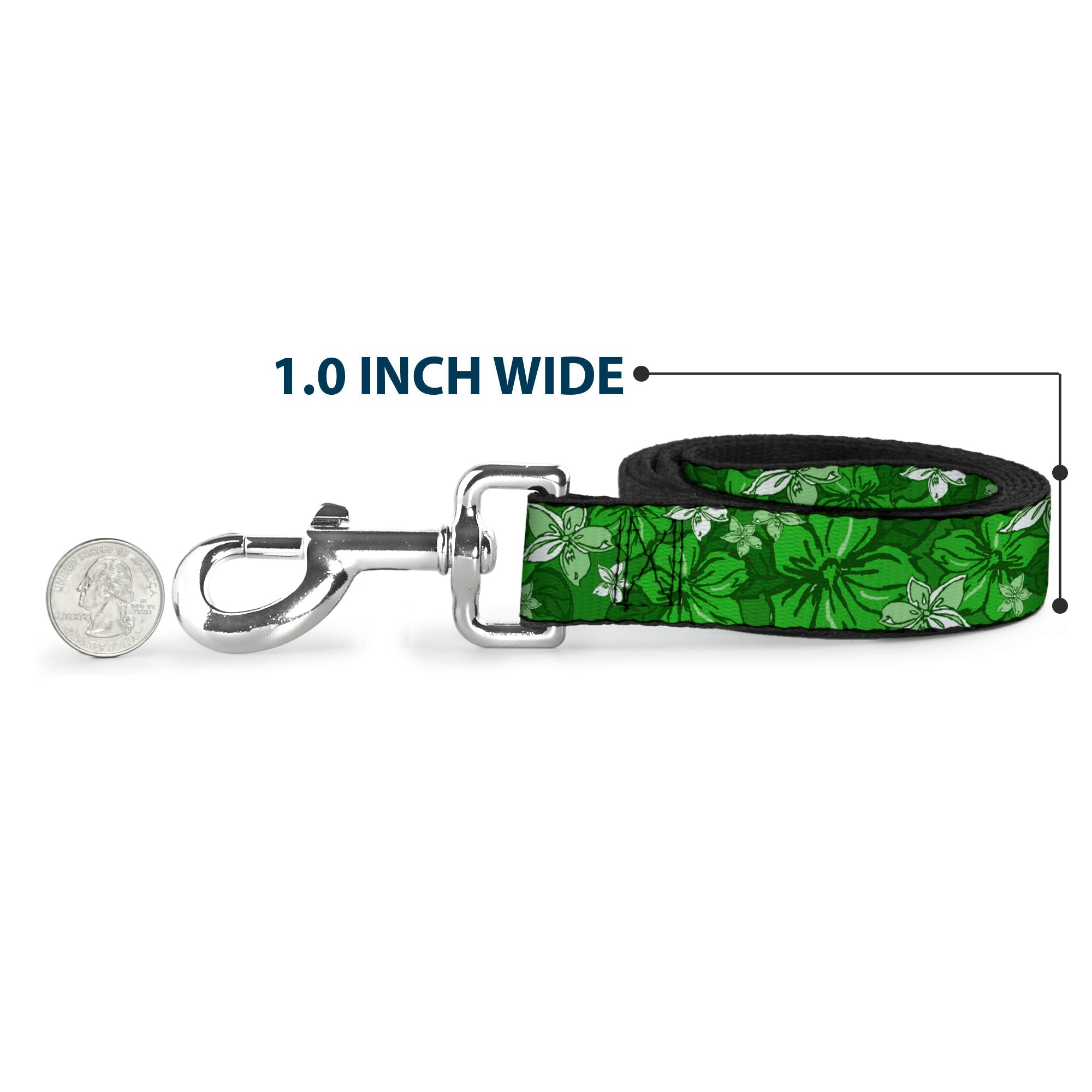 Dog Leash - Hibiscus Collage Green Shades