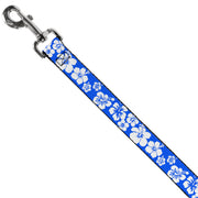 Dog Leash - Hibiscus Blue/White
