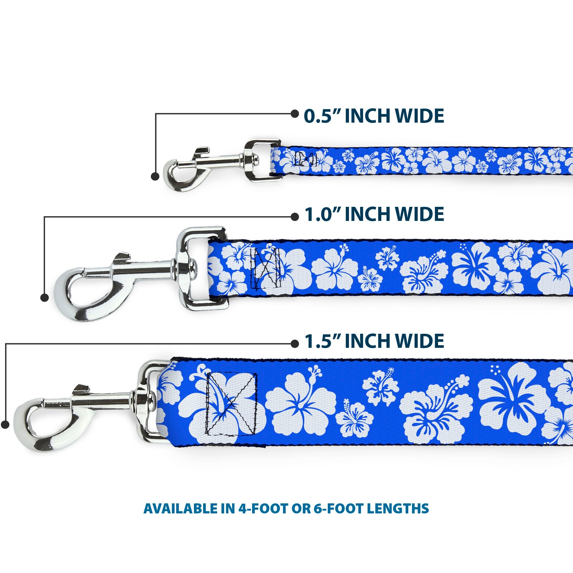 Dog Leash - Hibiscus Blue/White