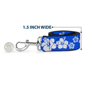 Dog Leash - Hibiscus Blue/White