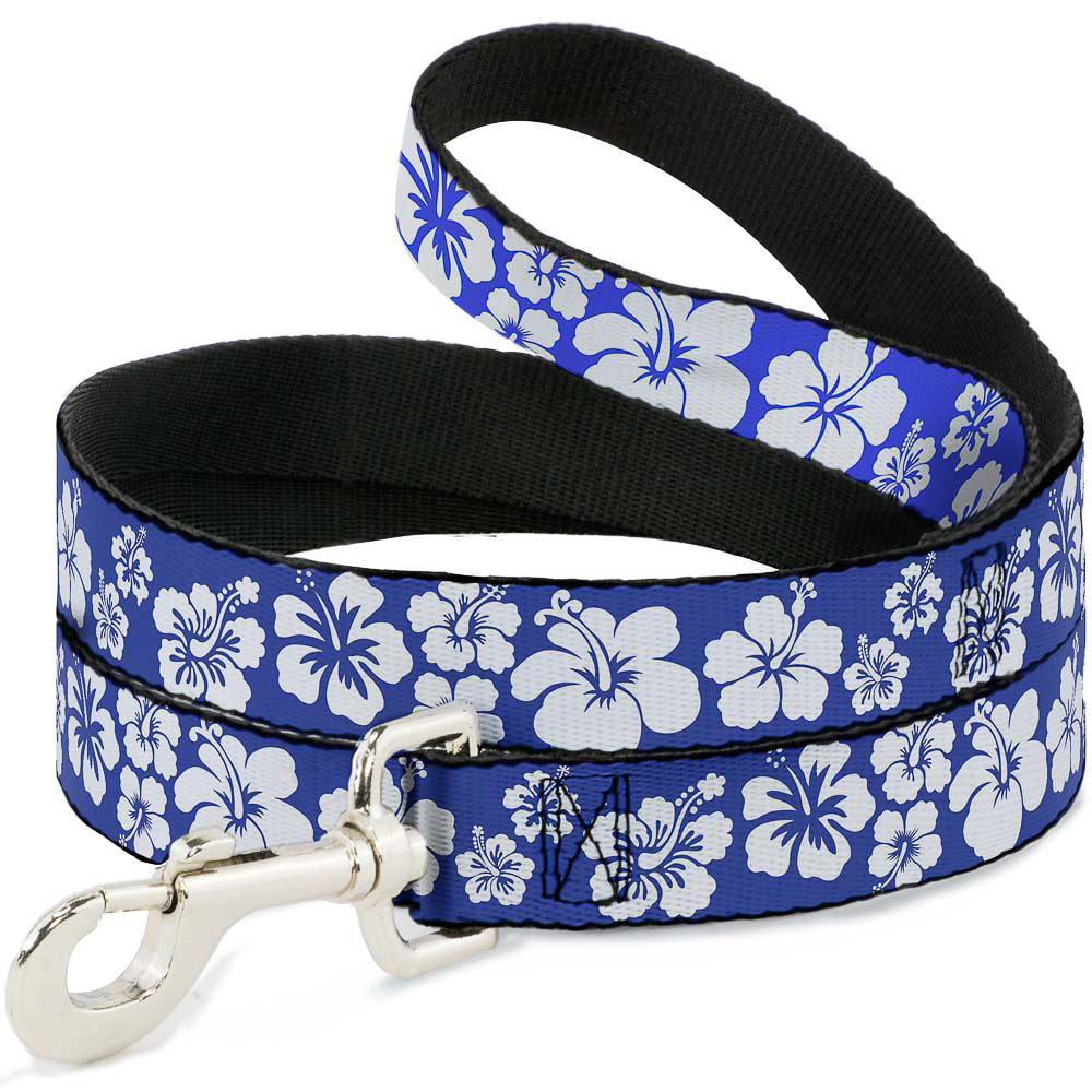 Dog Leash - Hibiscus Blue/White