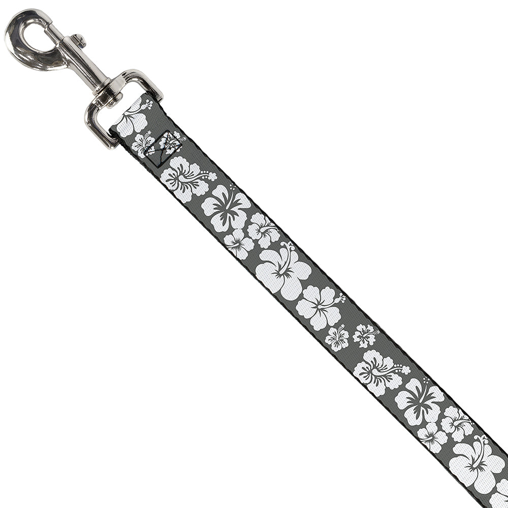 Dog Leash - Hibiscus Gray/White