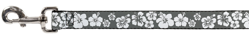Dog Leash - Hibiscus Gray/White