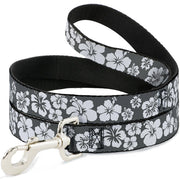 Dog Leash - Hibiscus Gray/White