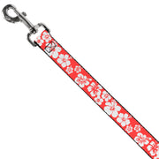 Dog Leash - Hibiscus Light Red/White