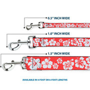 Dog Leash - Hibiscus Light Red/White