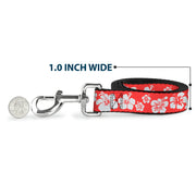 Dog Leash - Hibiscus Light Red/White