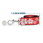 Dog Leash - Hibiscus Light Red/White