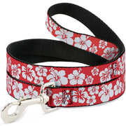 Dog Leash - Hibiscus Light Red/White