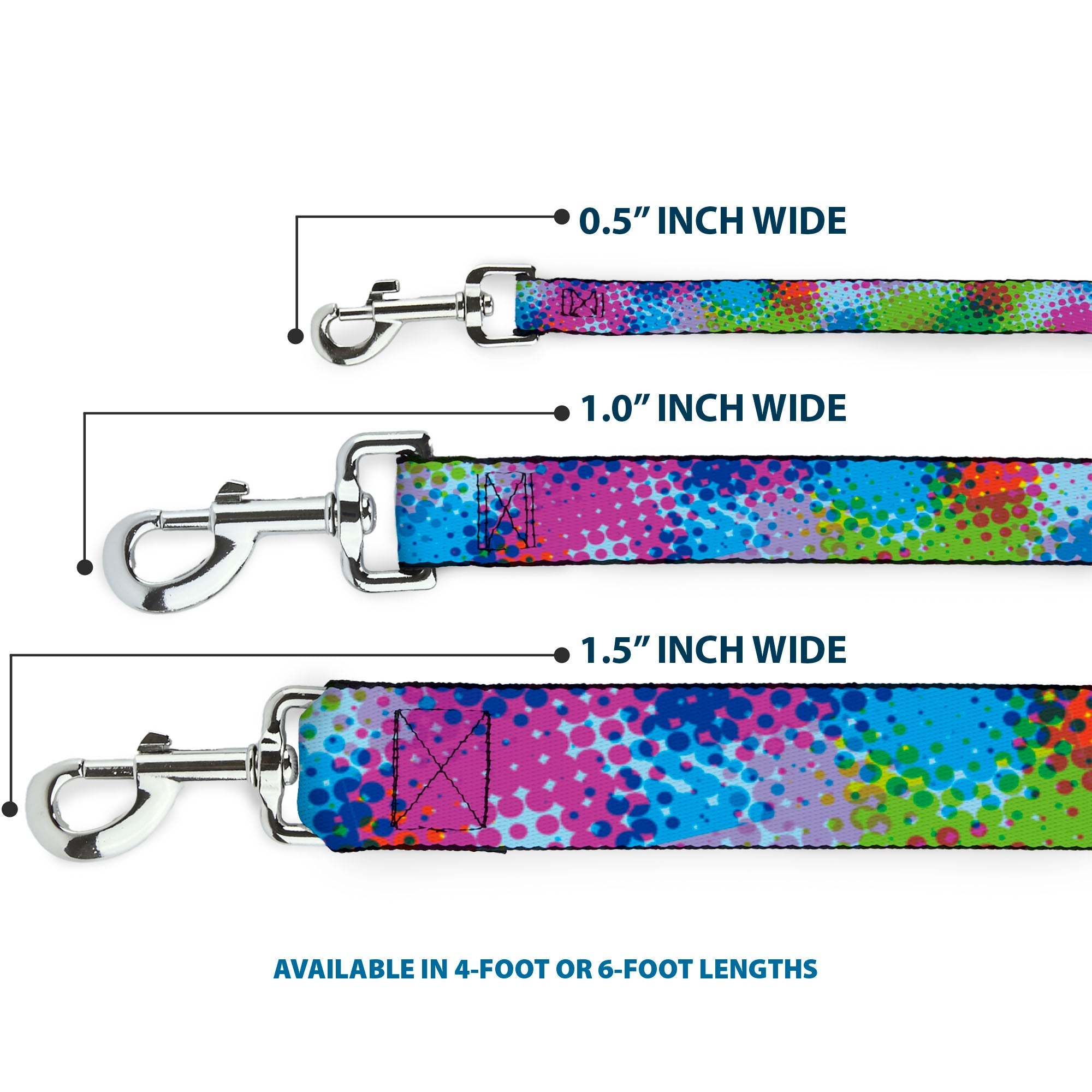 Dog Leash - Halftone Dots Light Blue/Blues/Greens/Pinks