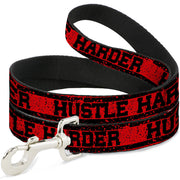 Dog Leash - HUSTLE HARDER/Stripes Weathered Red/Black