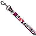 Load image into Gallery viewer, Dog Leash - I Heart Punk Rock w/Safety Pins Black/Fuchsia/White
