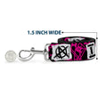 Load image into Gallery viewer, Dog Leash - I Heart Punk Rock w/Safety Pins Black/Fuchsia/White

