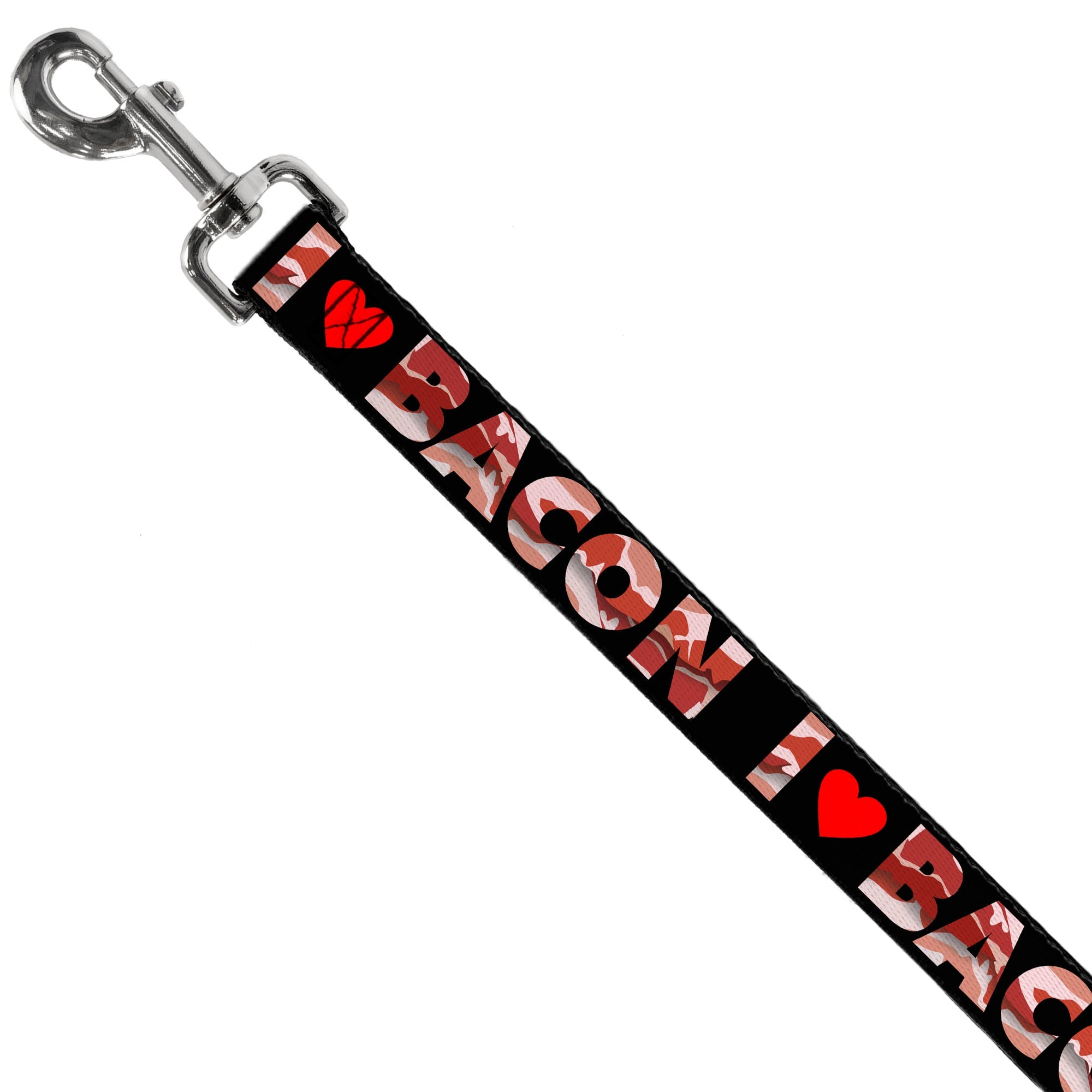 Dog Leash - I "Heart" BACON Black/Bacon