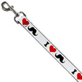 Load image into Gallery viewer, Dog Leash - I "Heart Mustache" White/Black/Red

