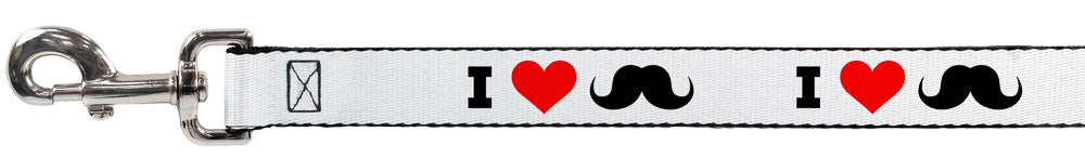 Dog Leash - I "Heart Mustache" White/Black/Red