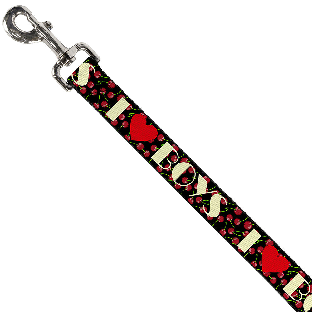 Dog Leash - I Heart BOYS Black/Cherries