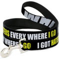 Load image into Gallery viewer, Dog Leash - I GOT HATERS EVERYWHERE Black/White/Yellow
