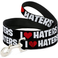 Load image into Gallery viewer, Dog Leash - I "Heart" HATERS Black/White/Red
