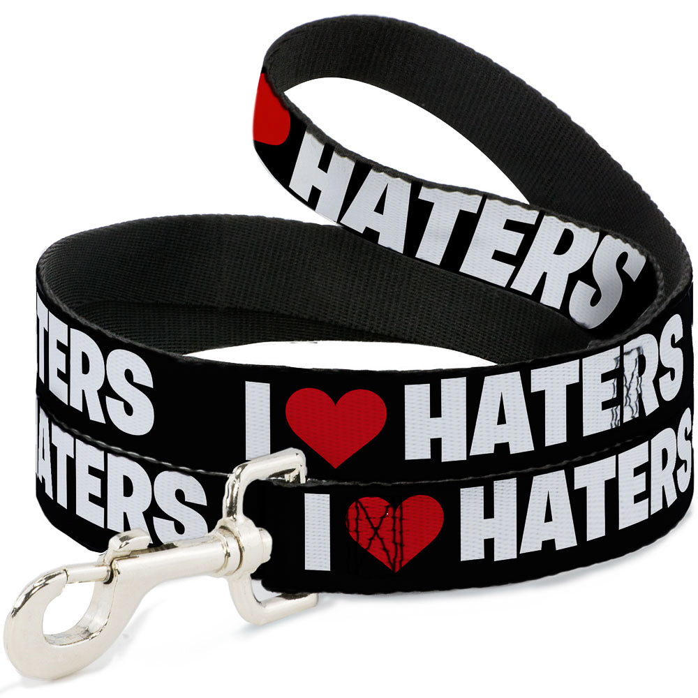 Dog Leash - I "Heart" HATERS Black/White/Red
