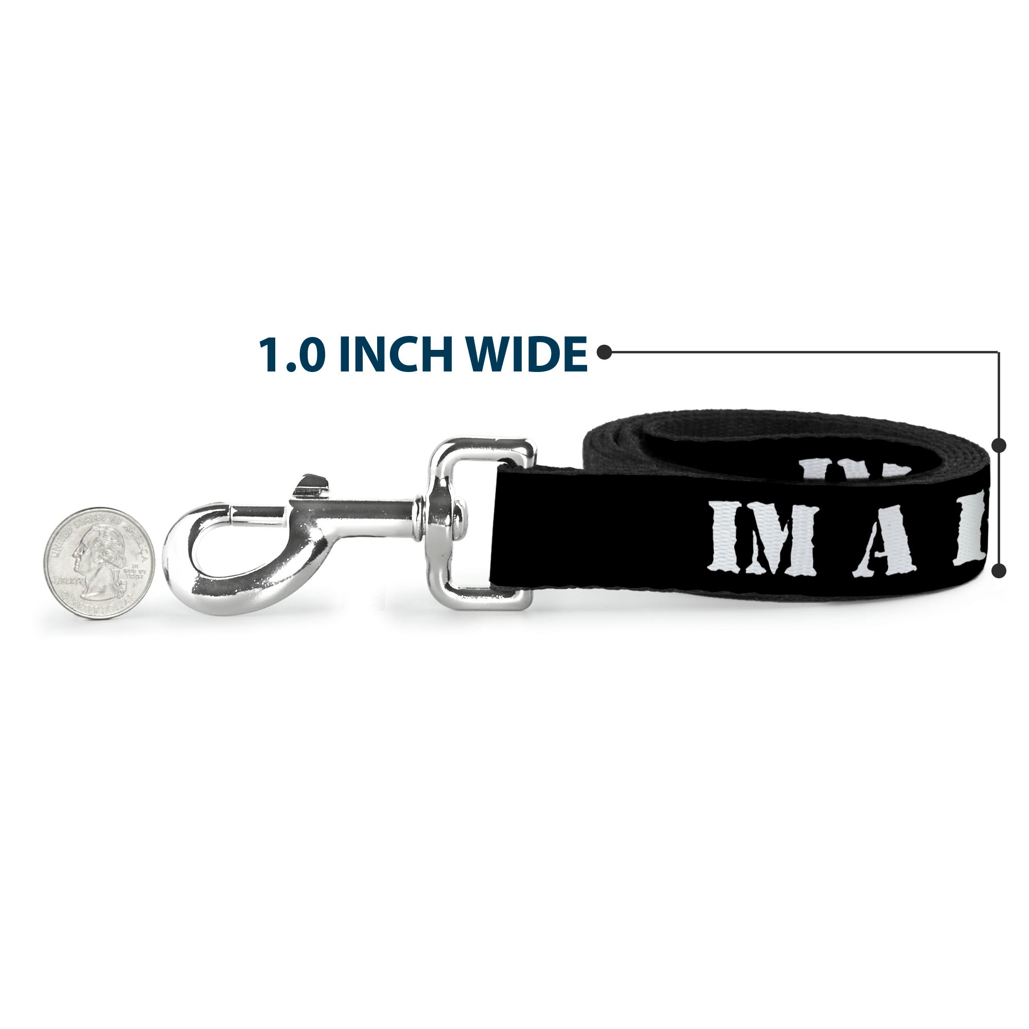 Dog Leash - I'M A FIGHTER Black/White