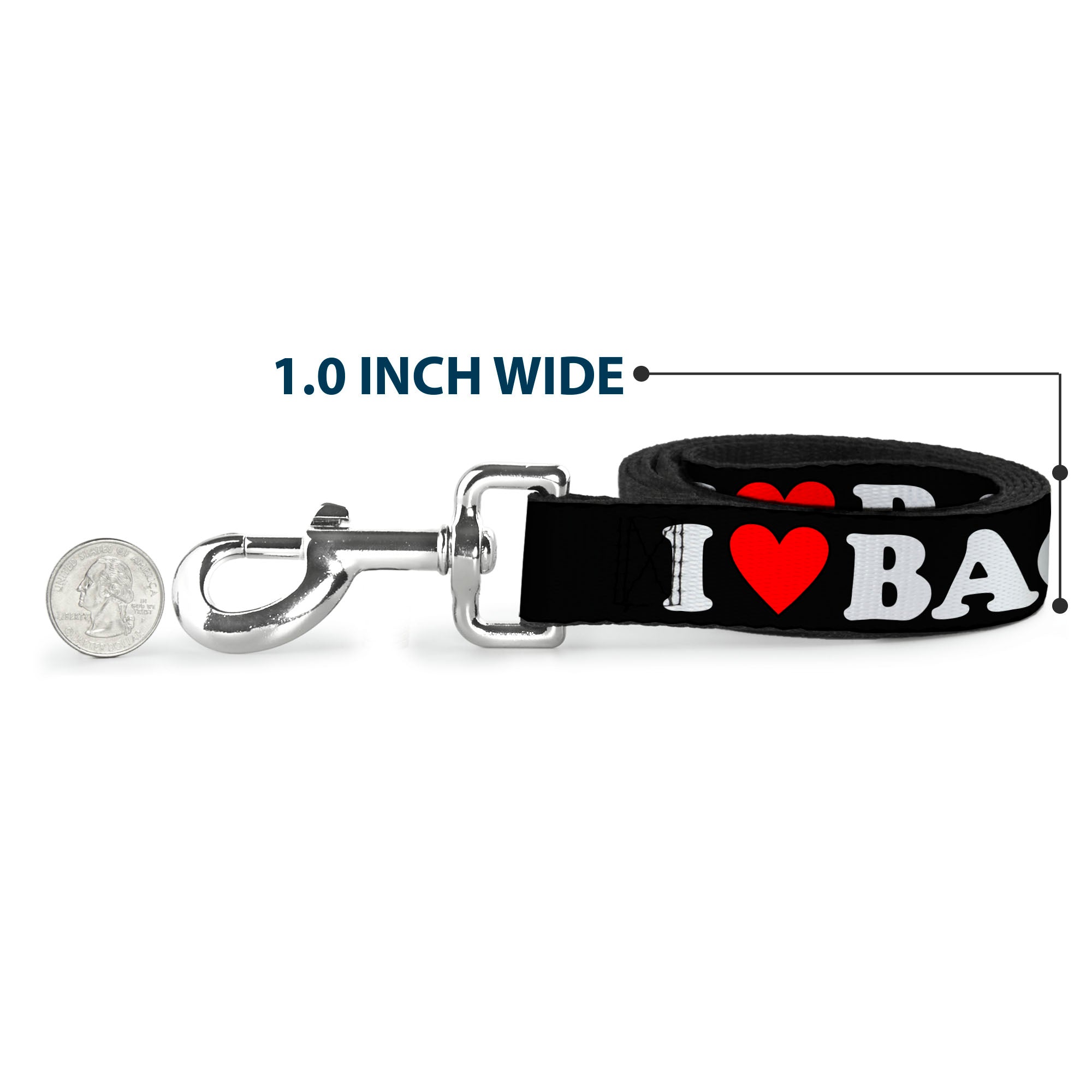 Dog Leash - I "HEART" BACON Black/White/Red