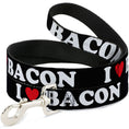 Load image into Gallery viewer, Dog Leash - I "HEART" BACON Black/White/Red
